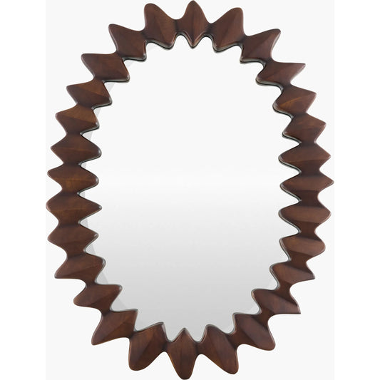 Elly Accent Mirror by Surya in dark brown and hand finished. Made from mango wood in a unique style.
