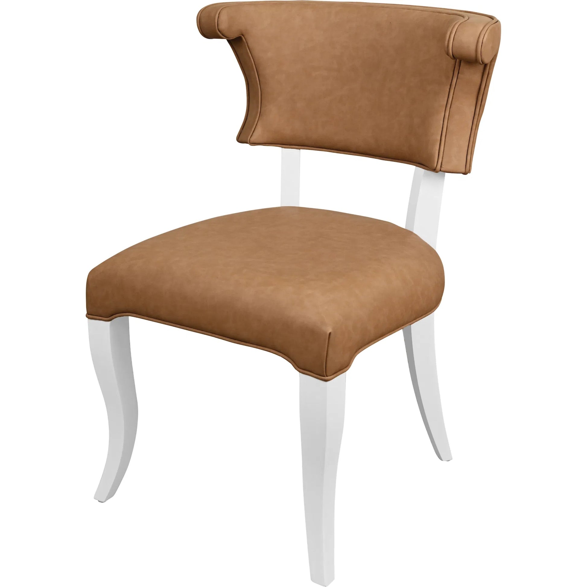 Eloise Round Back Dining Chair by Worlds Away. Made from light blue linen in a unique style.