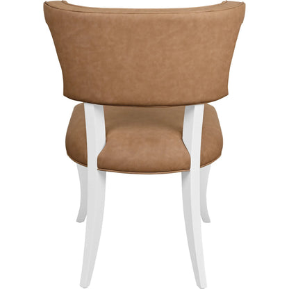 Eloise Round Back Dining Chair by Worlds Away. Made from light blue linen in a unique style.