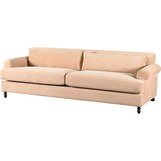 Elowena Sofa by Surya in cream and painted. Made from polyester, rubber wood, high density polyurathane foam in a unique style.
