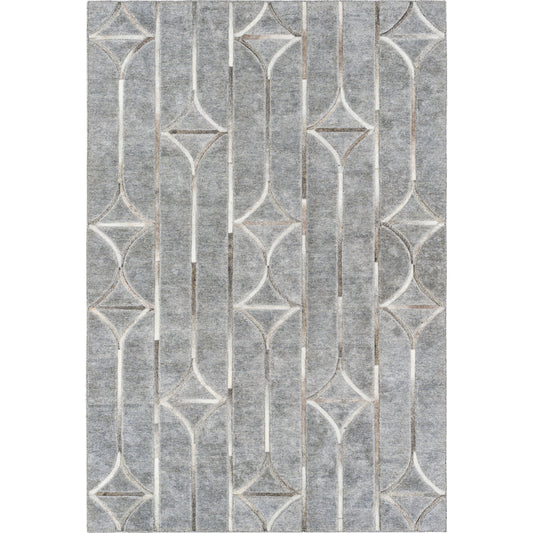 Eloquent Rug - 27877 by Surya in charcoal, light gray, light beige, taupe. Made from 80% viscose, 20% leather in a unique style.