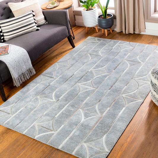Eloquent Rug - 27877 by Surya in charcoal, light gray. Made from 80% viscose, 20% leather in a unique style.