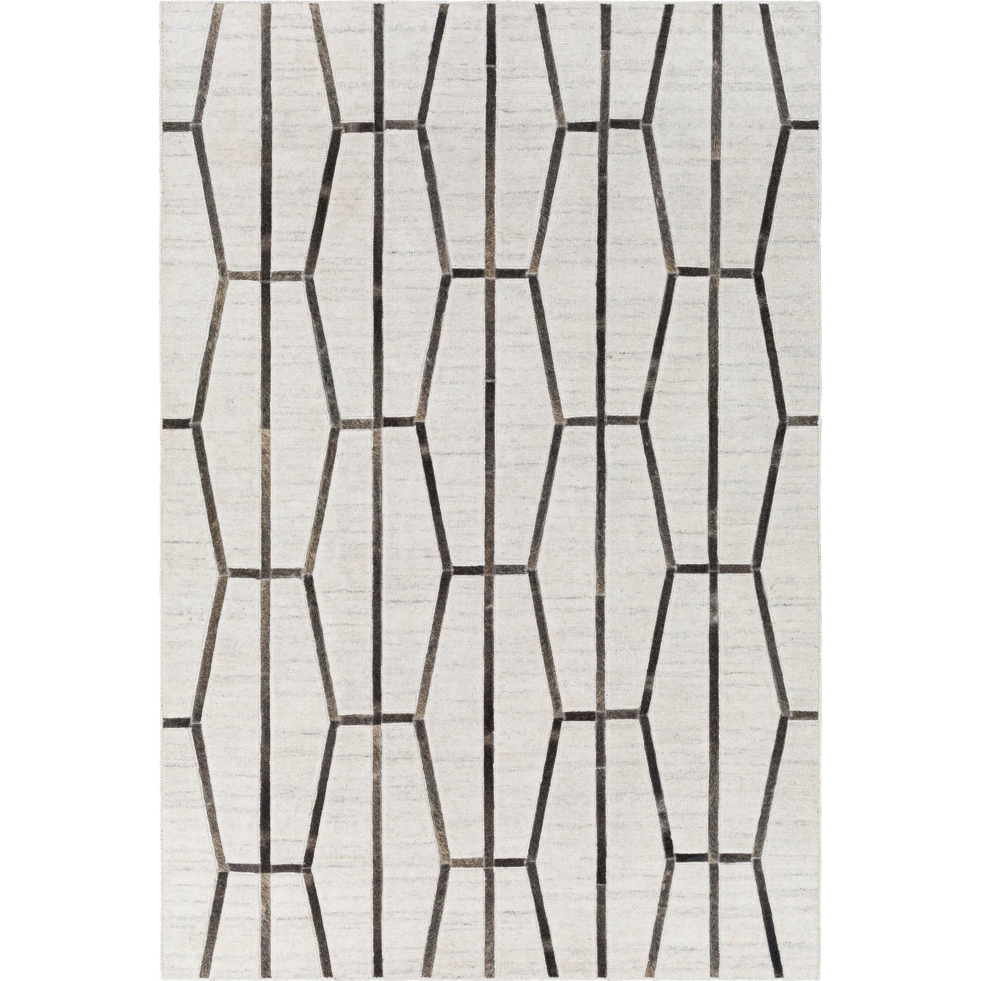 Eloquent ELQ-2302 Rug by Surya in light gray, medium gray, black, gray, charcoal. Made from 80% viscose, 20% leather in a unique style.
