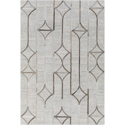 Eloquent Rug - 29557 by Surya in light gray, oatmeal. Made from 80% viscose, 20% leather in a unique style.