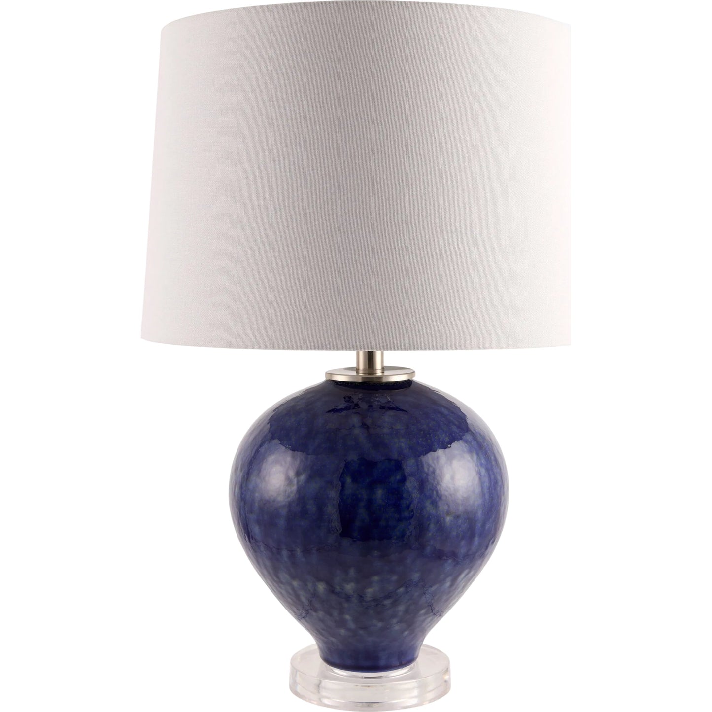 001 SI-2460409 | Primary Silo | Elvian Accent Table Lamp by Surya in dark blue. Made from glass, acrylic, linen, polystyrene in a unique style.