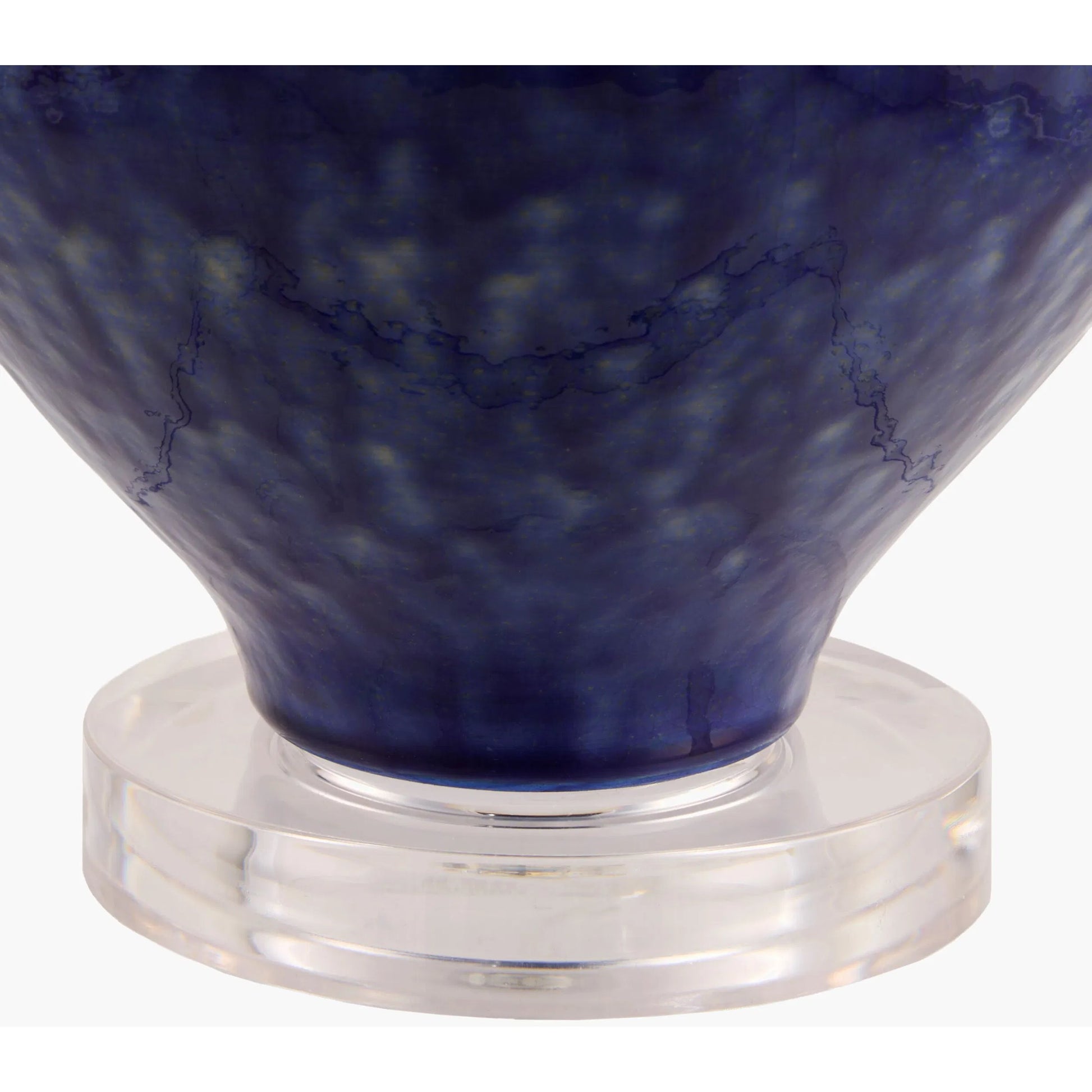 Elvian Accent Table Lamp by Surya in dark blue. Made from glass, acrylic, linen, polystyrene in a unique style.