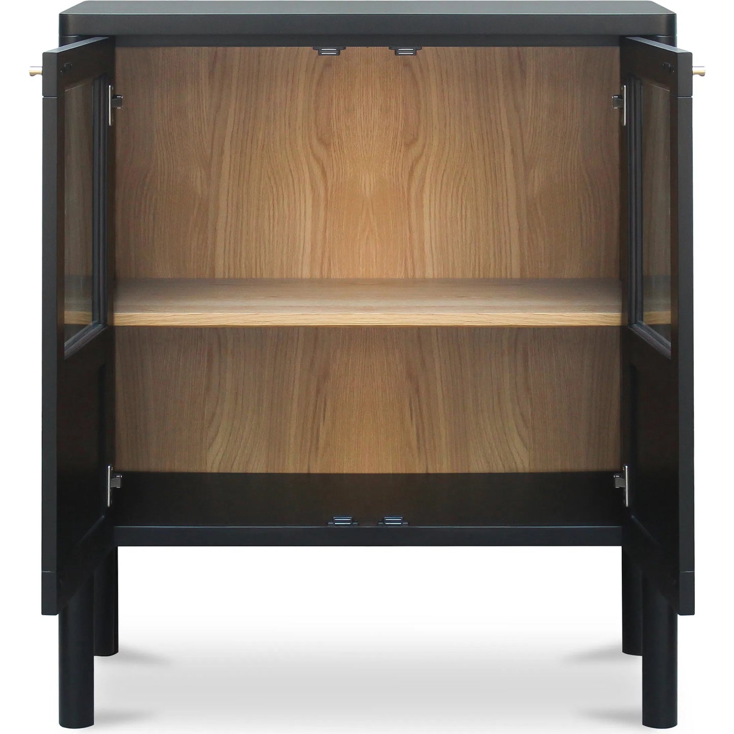 007 SI-2441407 | Additional Silo | Hannah Cabinet by Moe's Home Collection. Made from solid pine leg, oak veneer over mdf shelf, back panel, mdf door front, top, side panel, tempered glass, metal in a modern style.