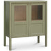 Hannah Cabinet by Moe's Home Collection. Made from solid pine leg, oak veneer over mdf shelf, back panel, mdf door front, top, side panel, tempered glass, metal in a modern style.