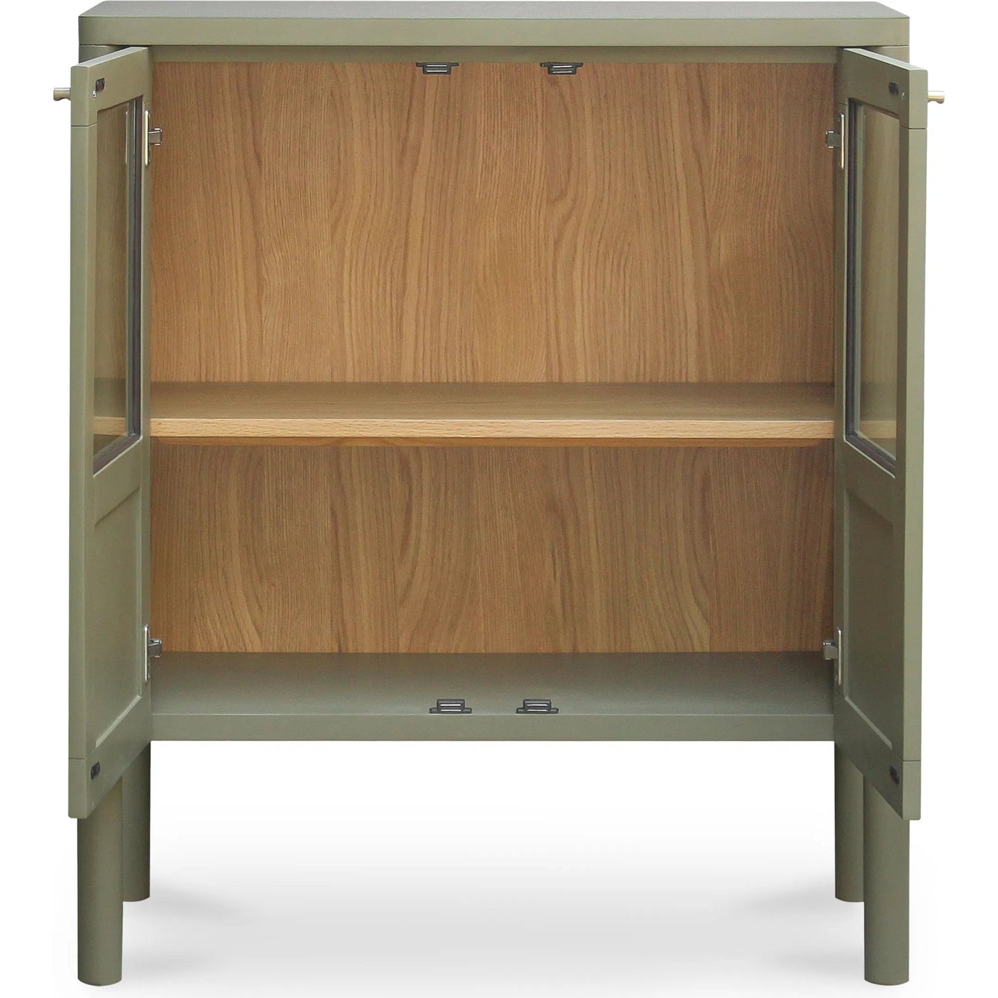 013 SI-2441408 | Additional Silo | Hannah Cabinet by Moe's Home Collection. Made from solid pine leg, oak veneer over mdf shelf, back panel, mdf door front, top, side panel, tempered glass, metal in a modern style.