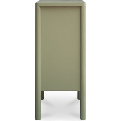 Hannah Cabinet by Moe's Home Collection. Made from solid pine leg, oak veneer over mdf shelf, back panel, mdf door front, top, side panel, tempered glass, metal in a modern style.