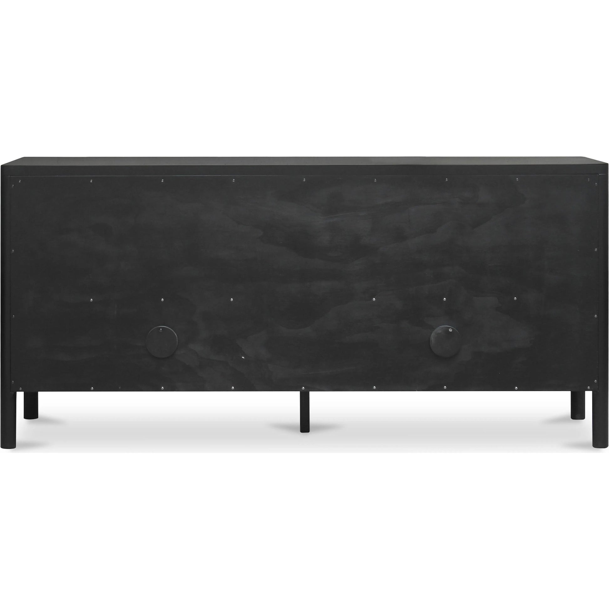 Hannah Sideboard by Moe's Home Collection. Made from solid pine leg, oak veneer over mdf shelf, back panel, mdf door front, top, side panel, tempered glass, metal in a modern style.