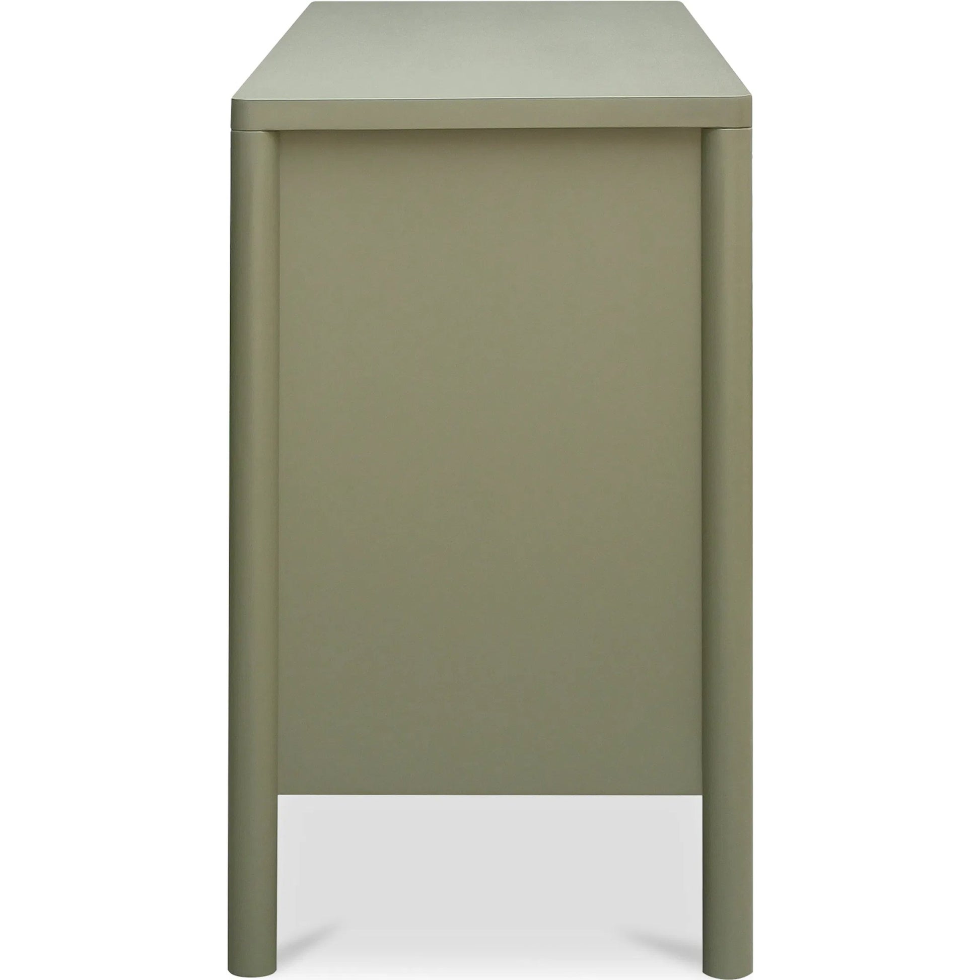 Hannah Sideboard by Moe's Home Collection. Made from solid pine leg, oak veneer over mdf shelf, back panel, mdf door front, top, side panel, tempered glass, metal in a modern style.
