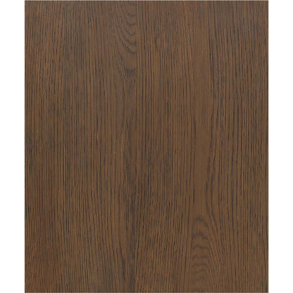 Caleb Nightstand by Moe's Home Collection in brown. Made from top, side, drawer oak veneer over mdf, solid oak, back plywood drawer plywood, engineer veneer, iron in a traditional style.