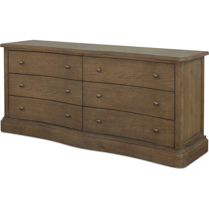Clarence 6 Drawer Dresser by Moe's Home Collection. Made from solid top edge, door frame, outer frame, oak drawer, shelf panel, side, brass handle in a unique style.
