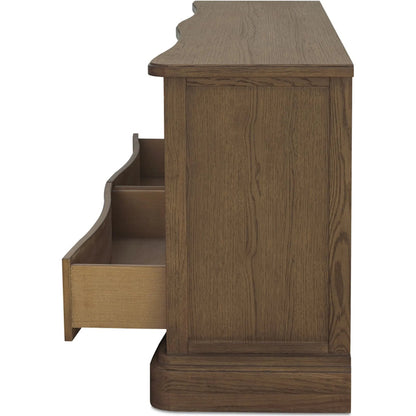 Clarence 6 Drawer Dresser by Moe's Home Collection. Made from solid top edge, door frame, outer frame, oak drawer, shelf panel, side, brass handle in a unique style.