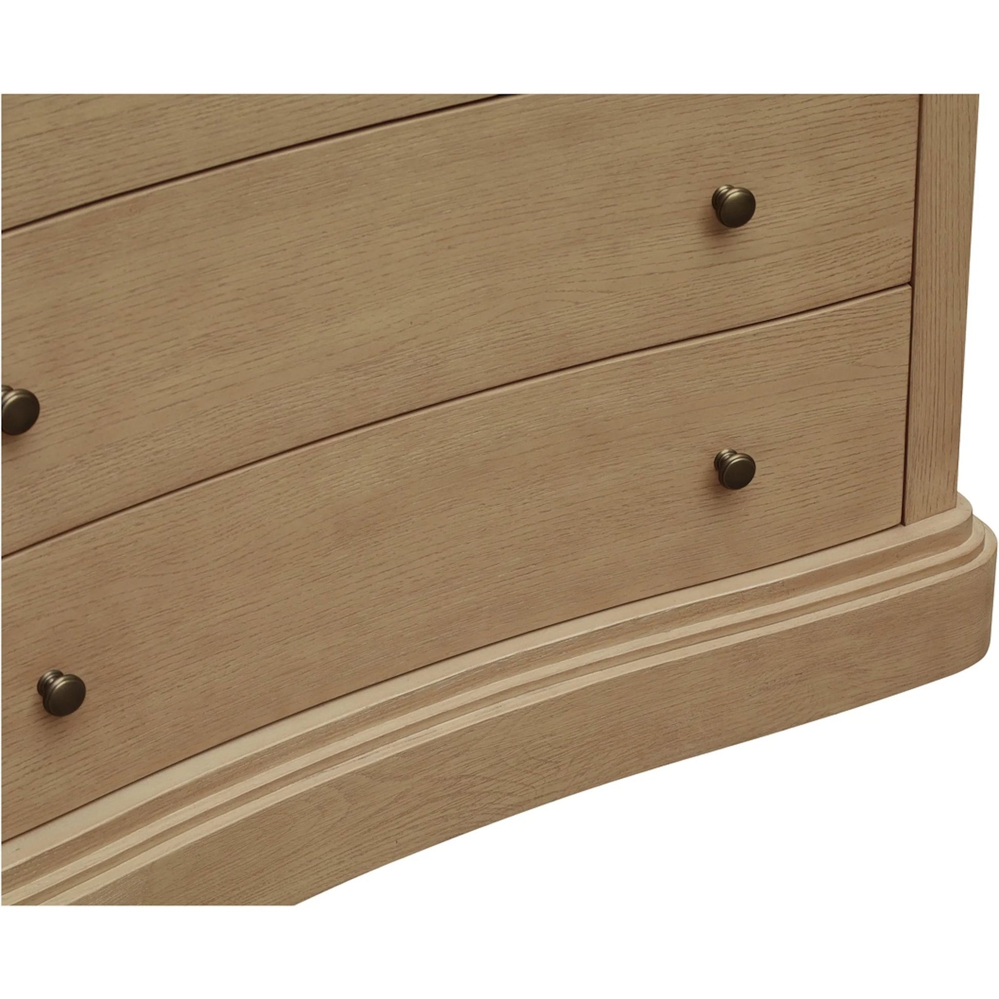 Clarence 6 Drawer Dresser by Moe's Home Collection. Made from solid top edge, door frame, outer frame, oak drawer, shelf panel, side, brass handle in a unique style.