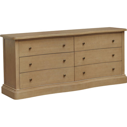 Clarence 6 Drawer Dresser by Moe's Home Collection. Made from solid top edge, door frame, outer frame, oak drawer, shelf panel, side, brass handle in a unique style.