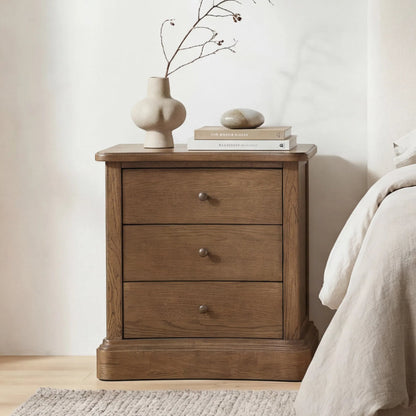 Clarence Nightstand by Moe's Home Collection. Made from solid top edge, door frame, outer frame, oak drawer, shelf panel, side, brass handle in a unique style.