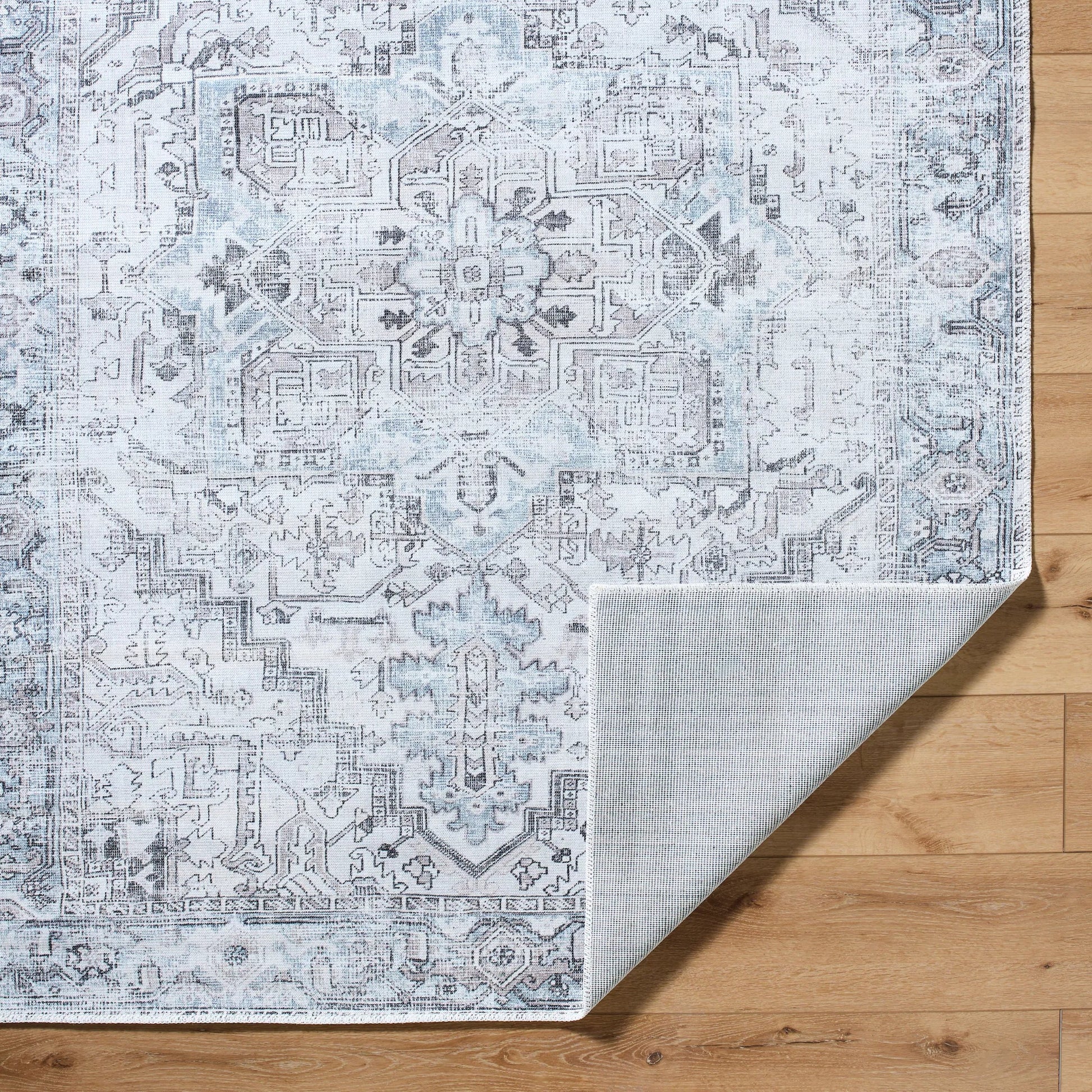 Embrace EMA-2303 Rug by Livabliss in ivory, light gray, denim, dusty sage, black. Made from polyester in a unique style.