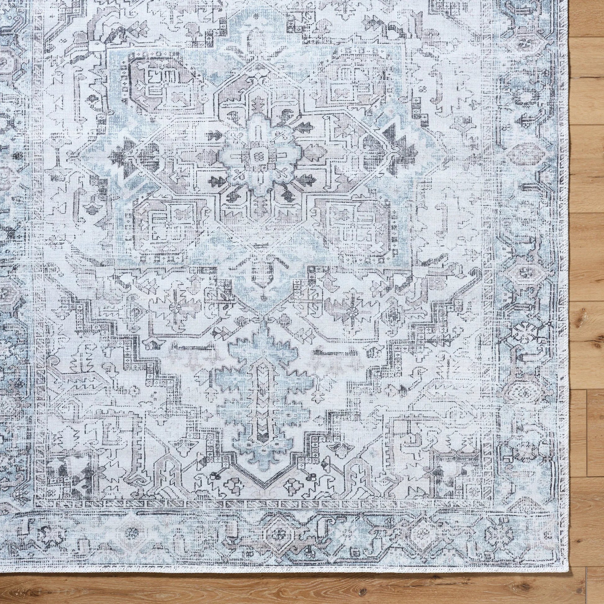 Embrace EMA-2303 Rug by Livabliss in ivory, light gray, denim, dusty sage, black. Made from polyester in a unique style.