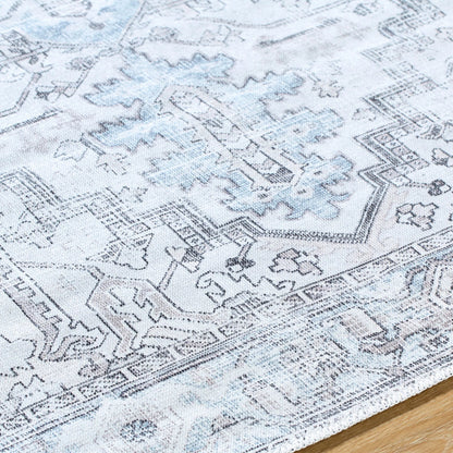 Embrace EMA-2303 Rug by Livabliss in ivory, light gray, denim, dusty sage, black. Made from polyester in a unique style.