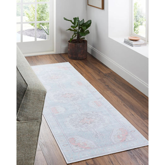 Embrace Rug - 487215 by Livabliss in denim, burnt orange, light slate, ivory, gray, charcoal. Made from face: 100% polyester, warp: 85% cotton, 15% polyester in 