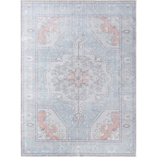 Embrace Rug - 487215 by Livabliss in denim, burnt orange, light slate, ivory, gray, charcoal. Made from face: 100% polyester, warp: 85% cotton, 15% polyest
