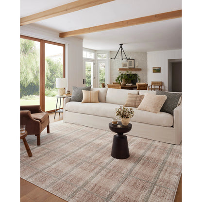 Ember EMB-06 Rug by Angela Rose x Loloi in clay, mist. Made from 100% polyester in a unique style.