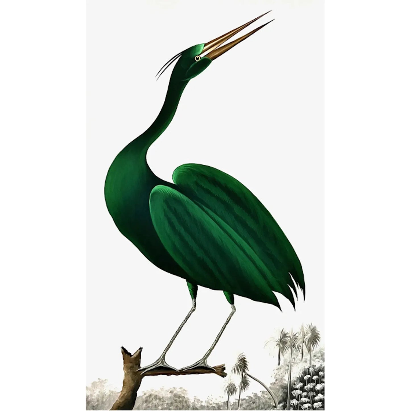 000 SI-2633309 | Primary Silo | Emerald Crane I by Zentique in emerald green and green. Made from canvas, wood frame in a unique style.