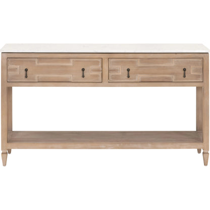 Emerie Entry Console by Essentials For Living in smoke gray pine, white quartz. Made from solid pine wood, solid quartz in a modern style.