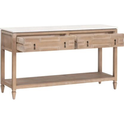 Emerie Entry Console by Essentials For Living in smoke gray pine, white quartz. Made from solid pine wood, solid quartz in a modern style.