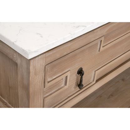 Emerie Entry Console by Essentials For Living in smoke gray pine, white quartz. Made from solid pine wood, solid quartz in a modern style.