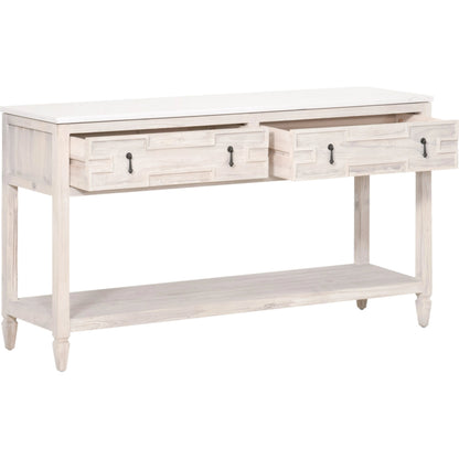 Emerie Entry Console by Essentials For Living in smoke gray pine, white quartz. Made from solid pine wood, solid quartz in a modern style.