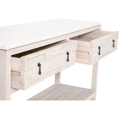 Emerie Entry Console by Essentials For Living in smoke gray pine, white quartz. Made from solid pine wood, solid quartz in a modern style.