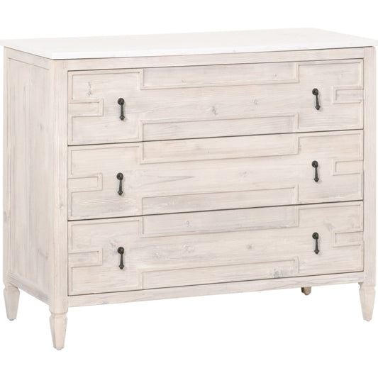 Emerie Entry Cabinet by Essentials For Living in white wash pine, white quartz. Made from solid pine wood, solid quartz in a modern style.