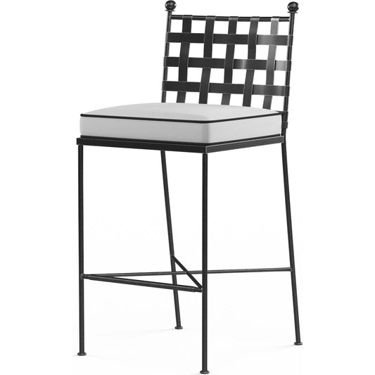 Provence Outdoor Barstool by Sunset West. Made from wrought iron in a modern style.
