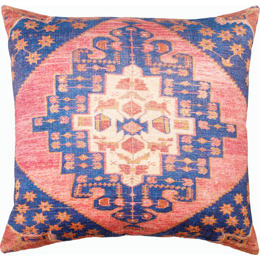 Emily Jean Pillow - 534215 by Livabliss in pink, rose, denim, beige, mustard. Made from polyester in a traditional style.