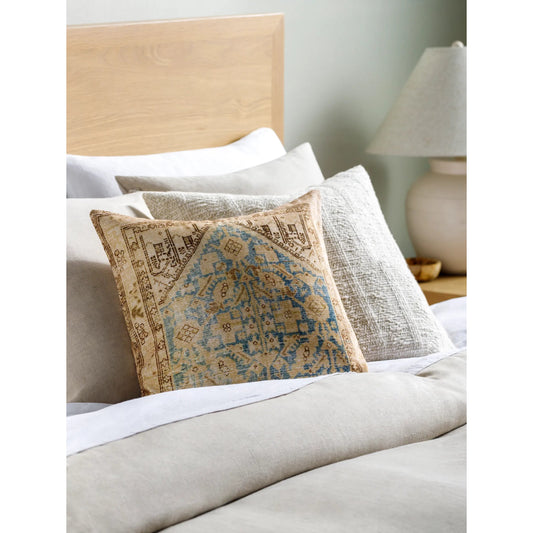 Emily Jean Pillow - 534240 by Livabliss in beige, tan, dark brown, blue, amber. Made from polyester in a traditional style.