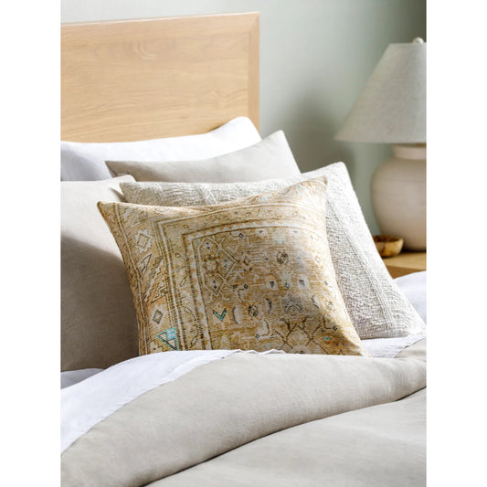 Emily Jean Pillow - 534255 by Livabliss in beige, tan, amber, aqua. Made from polyester in a traditional style.