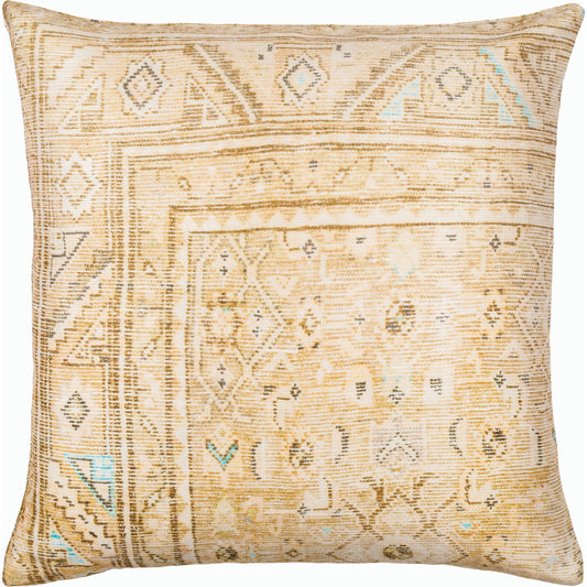 Emily Jean Pillow - 534255 by Livabliss in beige, tan, amber, aqua. Made from polyester in a traditional style.