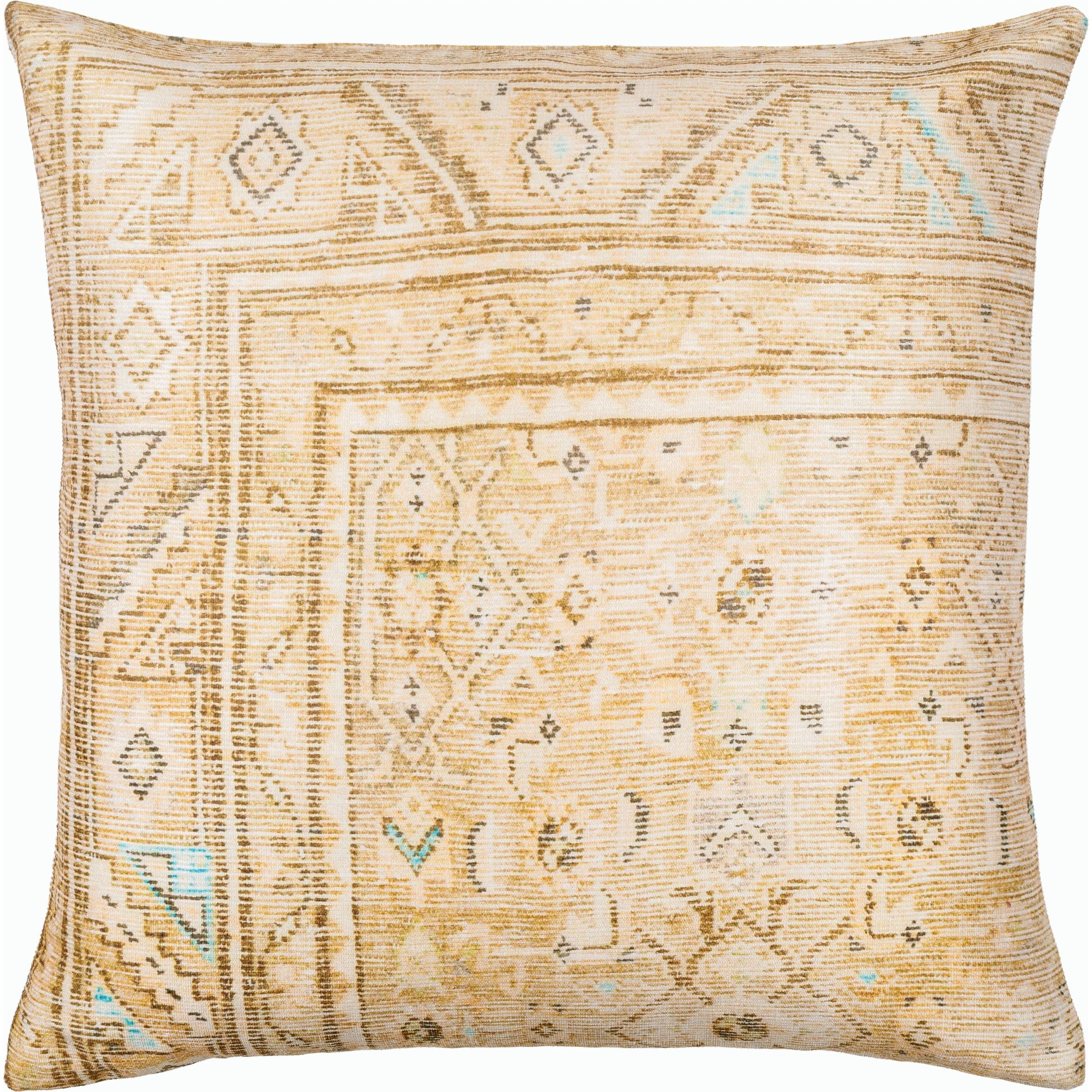 Emily Jean Pillow - 534255 by Livabliss in beige, tan, amber, aqua. Made from polyester in a traditional style.