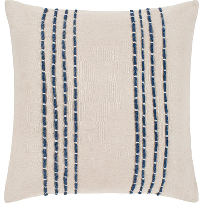 Emilio Pillow - 33955 by Surya in cream, khaki, navy. Made from 100% cotton in a modern style.