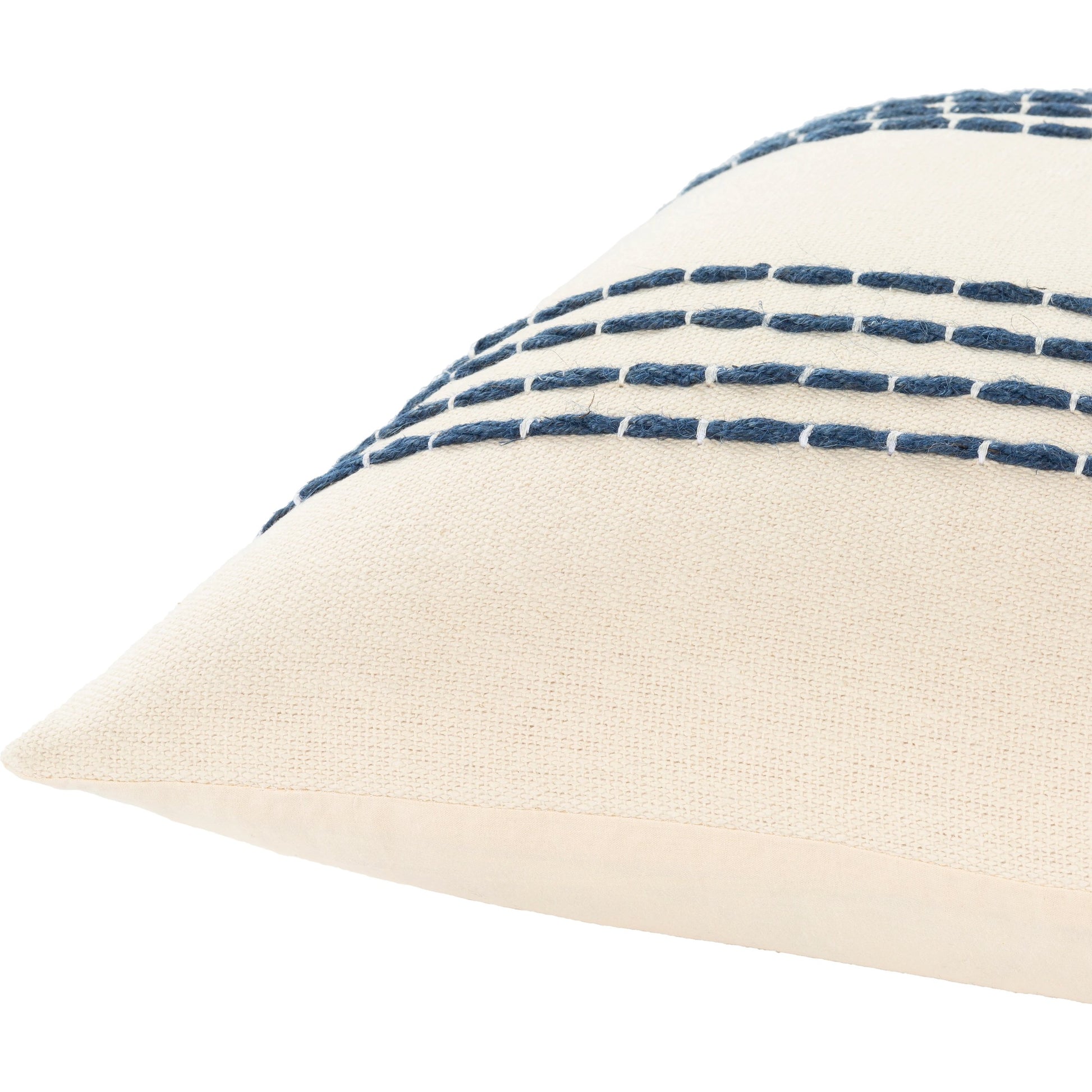 Emilio Pillow - 33955 by Surya in cream, khaki, navy. Made from 100% cotton in a modern style.
