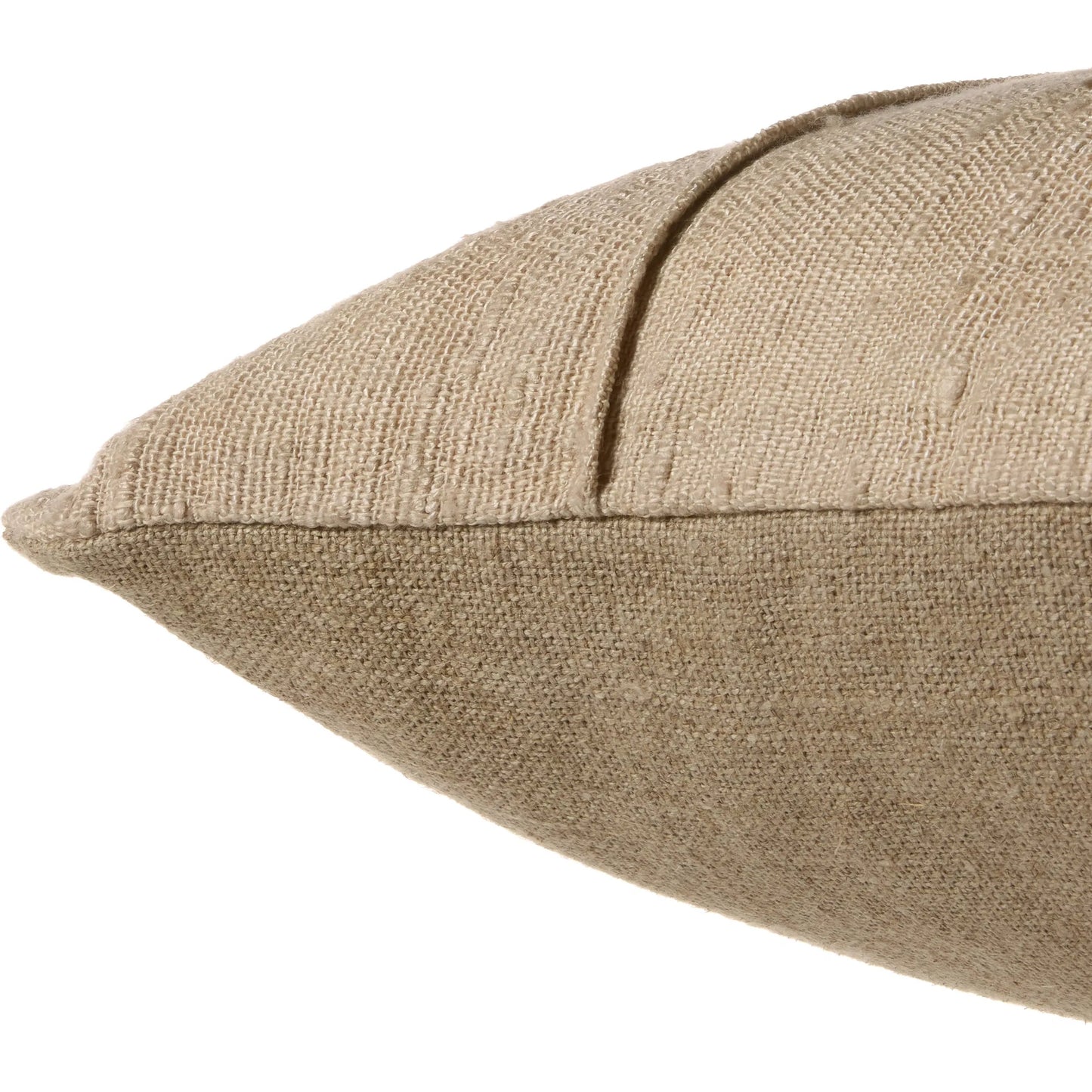 002 SI-2354446,SI-2354447 | Closeup | Emmer EMM01 Pillow by Jaipur Living in natural linen. Made from 80% linen 20% viscose in a transitional style.