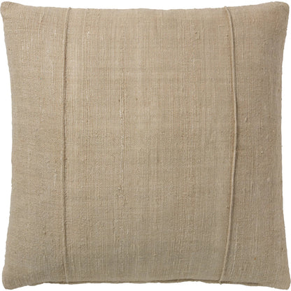 Emmer EMM01 Pillow by Jaipur Living in natural linen. Made from 80% linen 20% viscose in a transitional style.