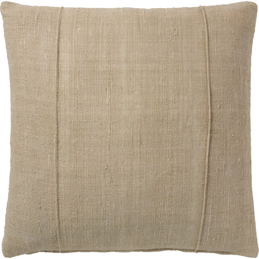 Emmer EMM01 Pillow by Jaipur Living in natural linen. Made from 80% linen 20% viscose in a transitional style.