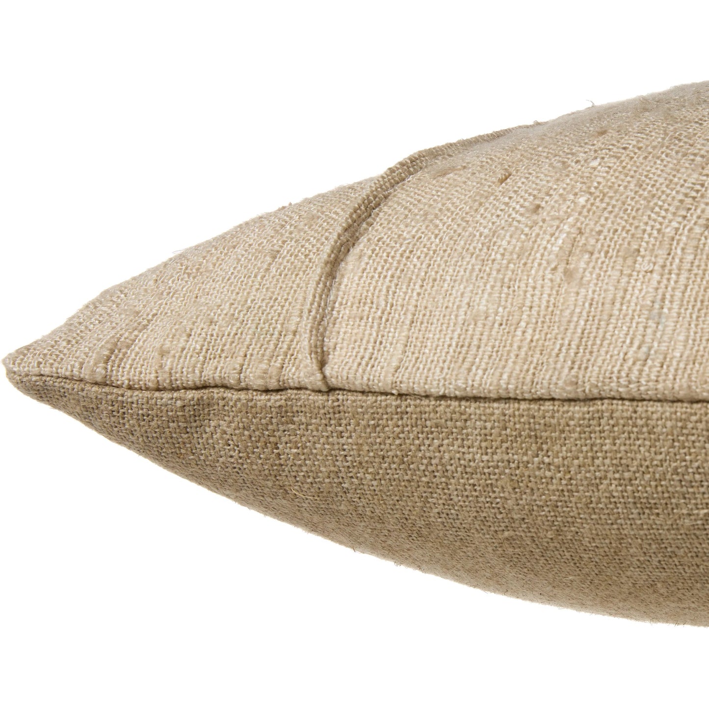 003 SI-2354444,SI-2354445 | Closeup | Emmer EMM02 Pillow by Jaipur Living in natural linen. Made from 80% linen 20% viscose in a transitional style.