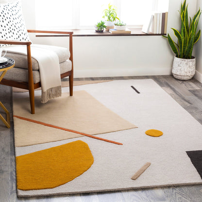 Emma Rug - 25248 by Livabliss in rust, mustard, tan, black, brown, light slate. Made from 100% wool in a unique style.