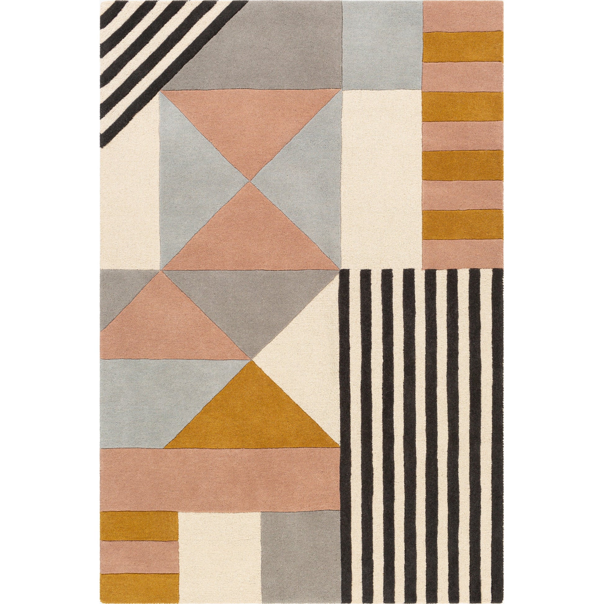 Emma Rug - 27457 by Livabliss in beige, light slate, mustard, dusty pink, black, gray. Made from 100% wool in a unique style.