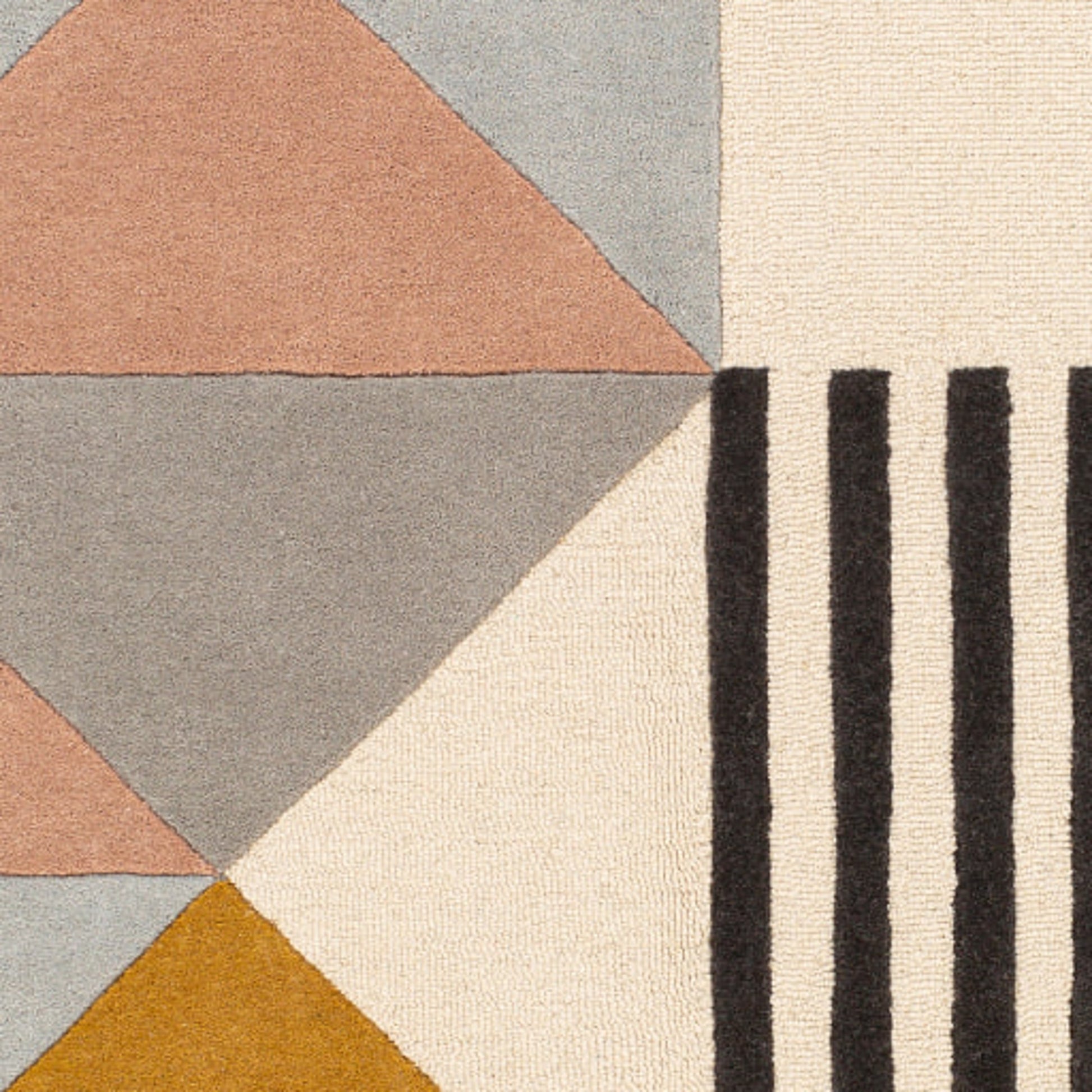 Emma Rug - 27457 by Livabliss in beige, light slate, mustard, dusty pink, black, gray. Made from 100% wool in a unique style.